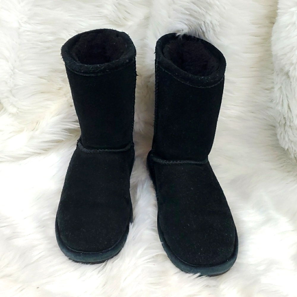 Bearpaw Girls Winter Snow Boots Size 2 Black Suede Warm Lined Boots